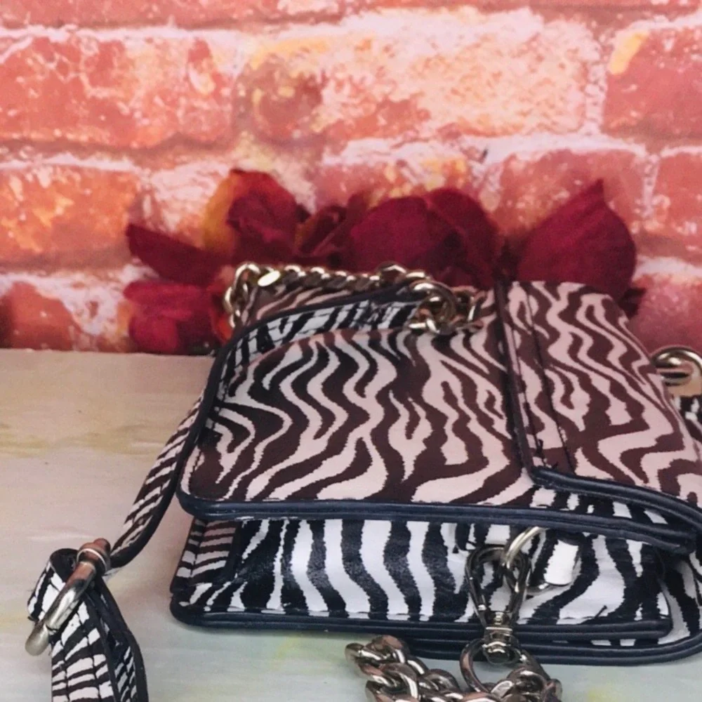 Black and White Zebra Print Convertible Crossbody Bag